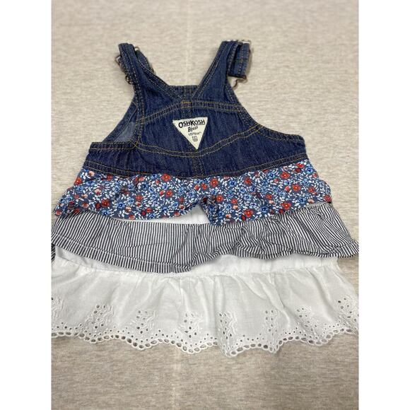 VINTAGE OSHKOSH B’GOSH VESTBACK DENIM DRESS OVERALLS SZ 9 MONTHS - Picture 1 of 4